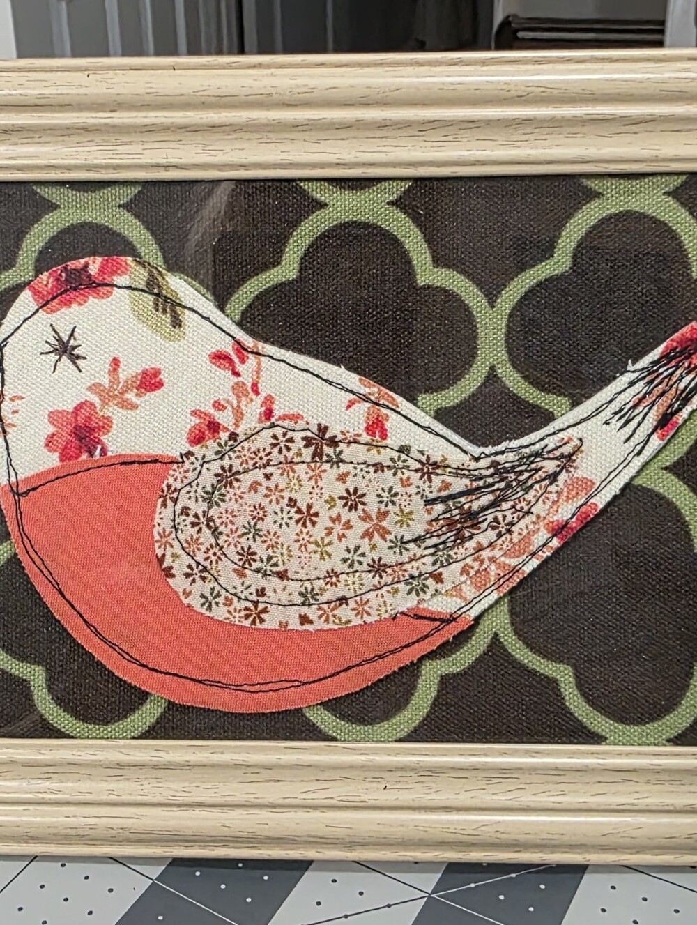 Decorative Coral and Cream Bird Wall Art
